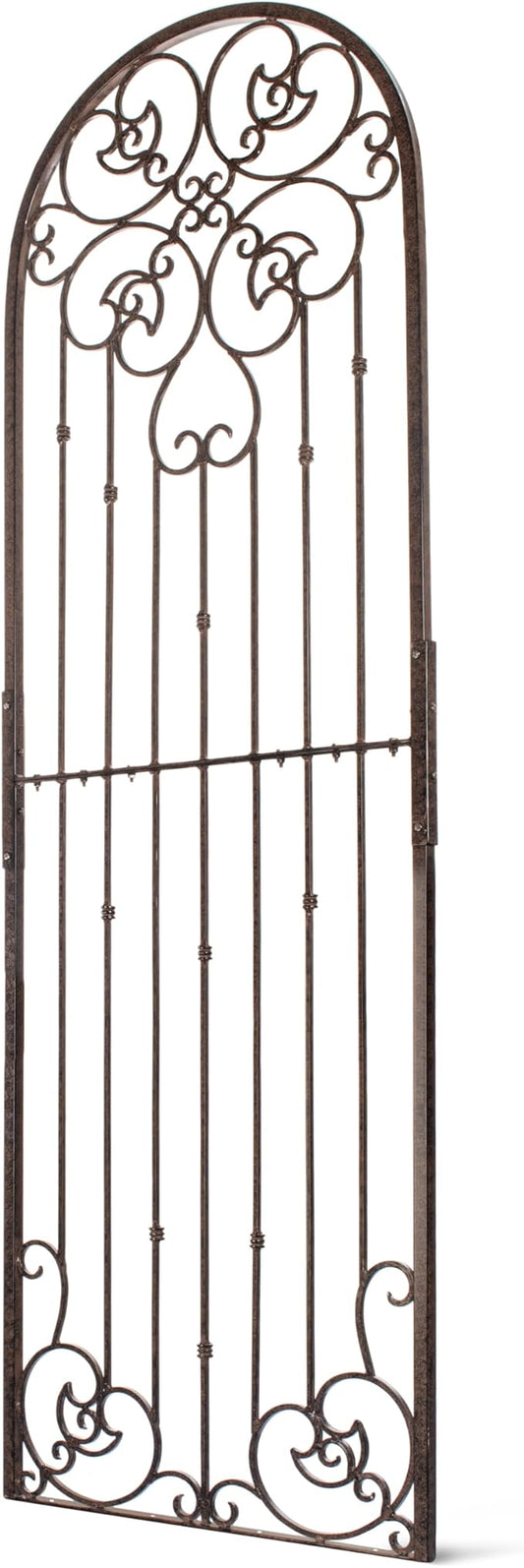 H Potter 8 Foot Tall Garden Trellis Wrought Iron Heavy Scroll Metal Decoration Lawn Patio and Wall Decor Screen for Rose Clematis Ivy Weather Resistant Patio Deck Wall Art X Large