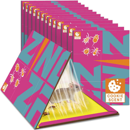 Mouse Trap Glue Board 13-Pack, 3X Faster Catch with Built-in Cookie Scent, Sticky Trap for Crawling Pests, Rats & Mice, Extra Heavy & Sticky, Biodegradable, Indoors Home & Commercial