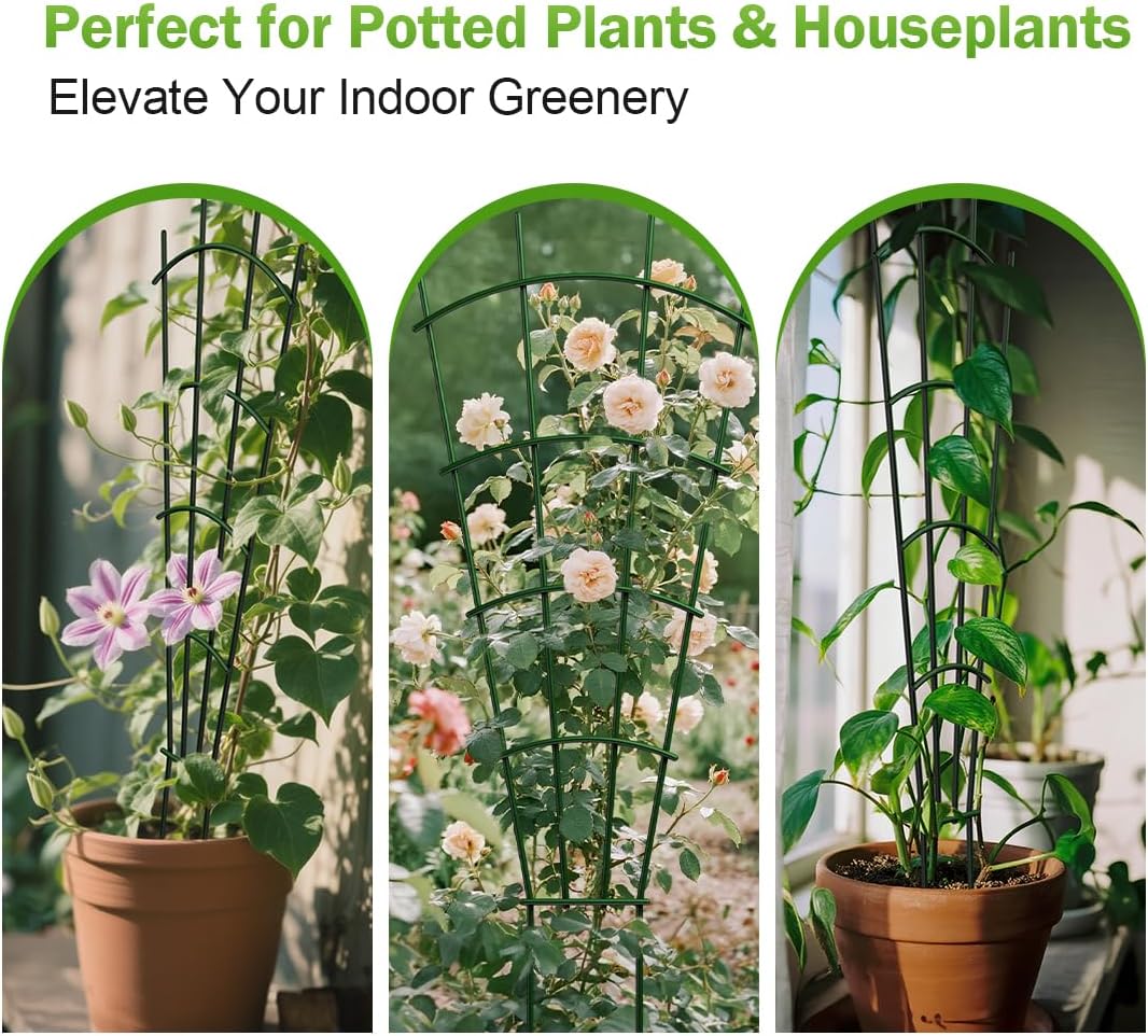 6-Pack Metal Trellis for Potted Plants, 43" Heavy Duty Garden Trellis for Climbing Plants, Rustproof Powder Coated Indoor/Outdoor Trellis for Climbing Vines, Flowers, Houseplants