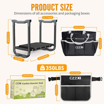Garden Kneeler and Seat, Wider and Thicker Kneeling Pad Heavy Duty Gardening Stool with Gardening Tool Pouch and Bag, Garden Bench/Chair Gifts for Women, Seniors