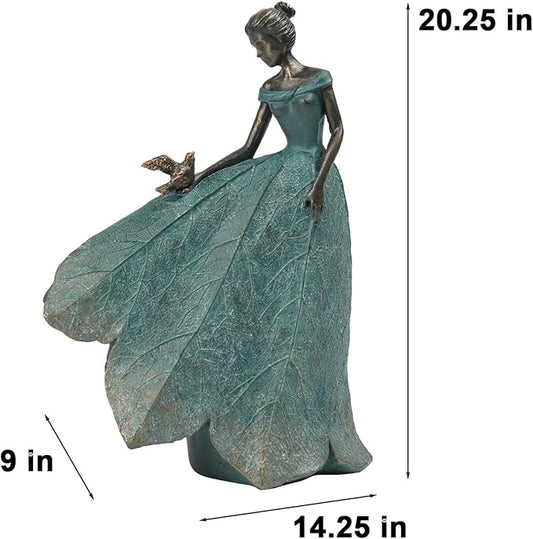 Guichifun Fairy Statue Collection Home Decoration - Leaf Angel Girls Resin Home Decor for Outside or Inside Rustic Garden Outdoor Yard Decorations Figurines Gift 14.25 x 9 x 20.25 Inch