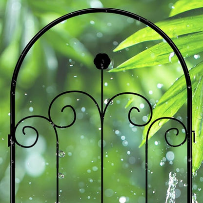 LZRS 4 Pack 71x20in Rustic Iron Arch Decoration Garden Trellis with Black Metal Coating – Perfect for Supporting Climbing Plants Outdoor, Roses, Vines, Flowers, and Vegetables.