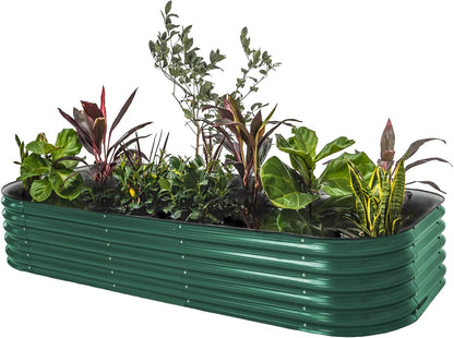 Vego garden Raised Garden Bed Kit, 17" Tall 10 in 1 Modular Raised Garden Beds Kit, Metal Planter Box for Vegetables, Flowers, Herbs, British Green
