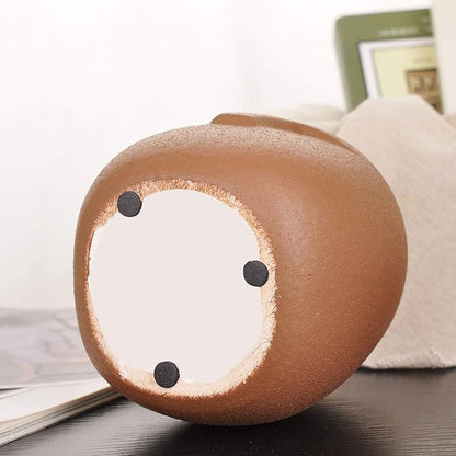 VanEnjoy 5.5 Inches Brown Ceramic Head Face Planter Pot for Plants, Modern Indoor/Outdoor Vase, Face Statue Plant Pot for Home Decoration