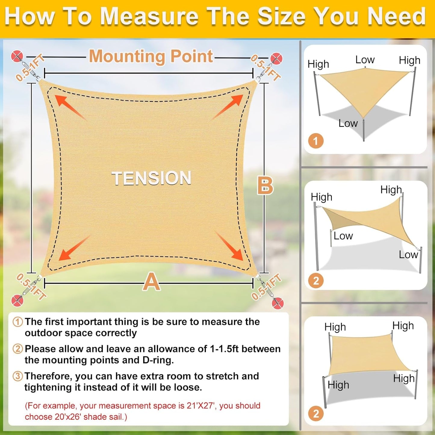 KANAGAWA Sun Shade Sail Curved 10'X13' Beige Rectangle Outdoor Shade Cover UV Blovk Canopy for Patio Garden Backyard Heavy Duty Permeable 185GSM (We Make Custom Size)