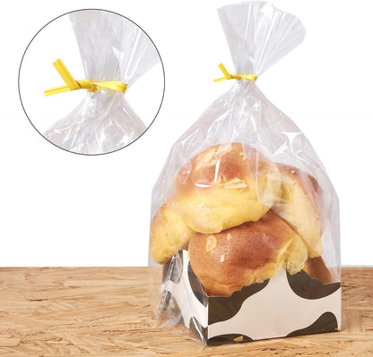 500 Pcs 5" Yellow Paper Twist Ties, for Party Cello Candy Bread Coffee Bags Cake Pops