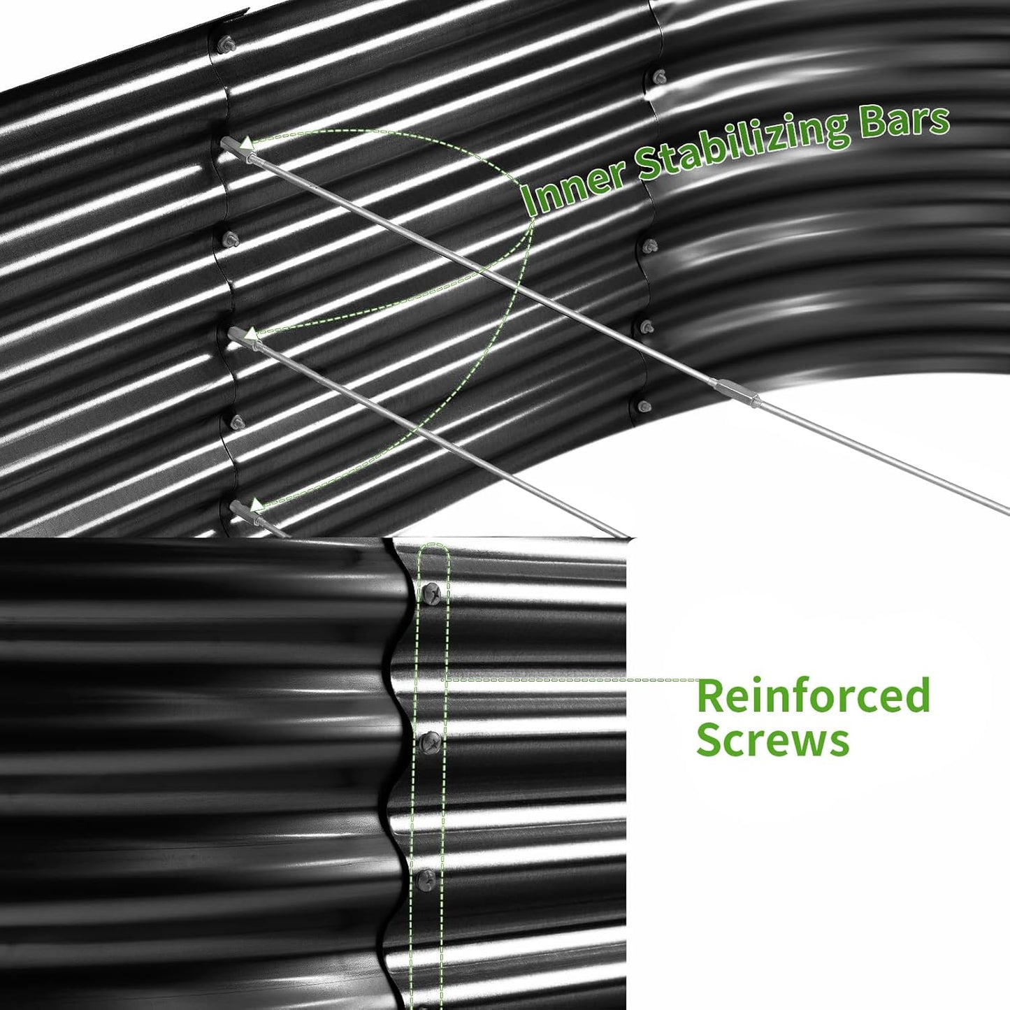 Land Guard 6x3x1.5ft Galvanized Raised Garden Bed Kit, Metal Planter Boxes Outdoor, Oval Metal Raised Garden Bed for Vegetables, Flowers (Dark Gray)