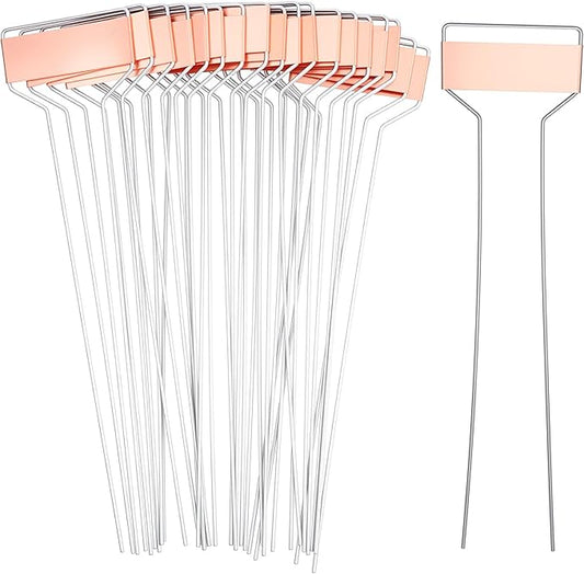 32 Pack 10 Inch Silver Copper Metal Plant Labels, Garden Stake Tags, Reusable Waterproof Planting Markers