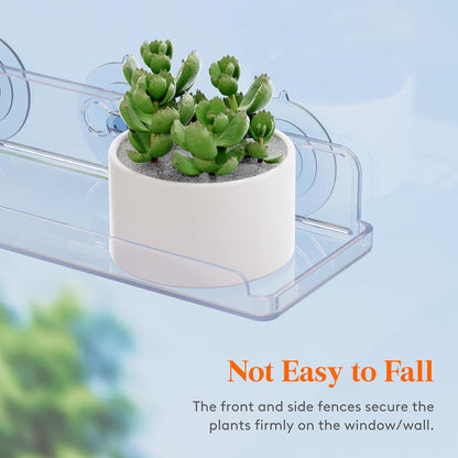 Lifewit Window Plant Floating Shelves 15 x 4 inch, 2 Pack Acrylic Suction Cup Shelf, Window Sill Extender for Indoor Succulent Plants, Micro Greens, Seed Starter Pots, Herb Planters