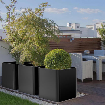 Large Metal Square Planter 26" L x 26" W x 26" H,Steel Planters for Outdoor Plants,Cube Planters for Outdoor Porch,Patio,Garden