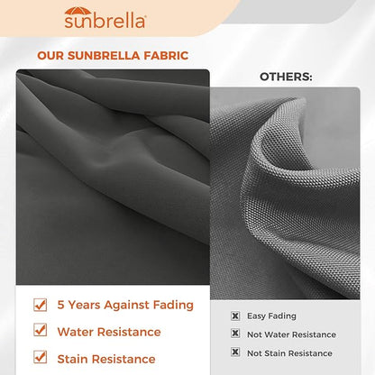 Grand patio 10X10 FT Sunbrella Offset Umbrella with Base Outdoor Square Aluminum Cantilever Umbrella Shade with Easy Tilt Adjustment (Charcoal, 10X10 FT-SUNBRELLA)