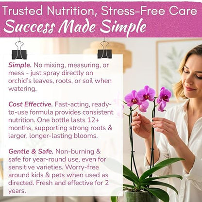 Orchid Fertilizer Spray – Nourishing Liquid Plant Food Mist for Healthy Orchids – Easy-to-Use Nutrient Boost for Vibrant Blooms & Healthy Roots – Made in USA – 8 oz
