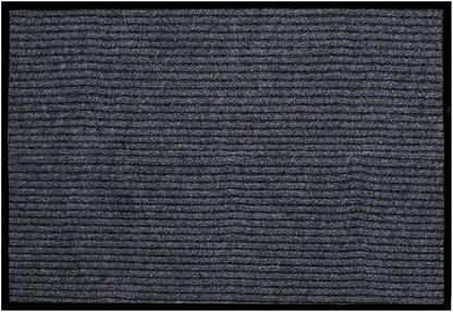 Fani Heavy Duty Large Grey Striped Floor Door Mat - Waterproof Low Profile Home Rug with Anti-Skid Rubber Back (Gray, 23" x 35")