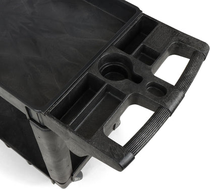 Rolling Utility Cart on Wheels, Heavy Duty Tool with Ergonomic Storage Handle and Deep Shelfs, Work Service for Garage, Warehouse, Workshop, 700-Pound Capacity 40 x 33 x 17-Inch