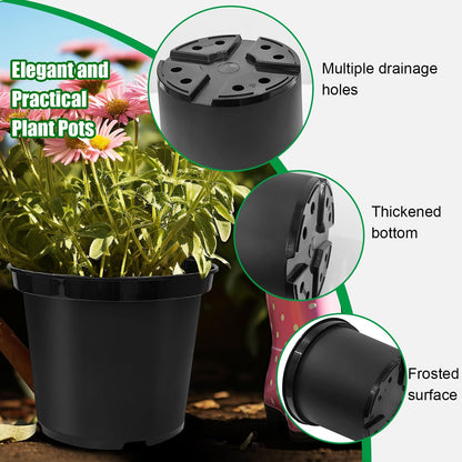 12-Inch Reusable Nursery Pots with Durable Bird Netting Covers for Outdoor/Indoor Plants, 5-Gallon Garden Pots & Bird Netting for Garden Protection Bundle, Gardening Gifts for Women (5-Pack)