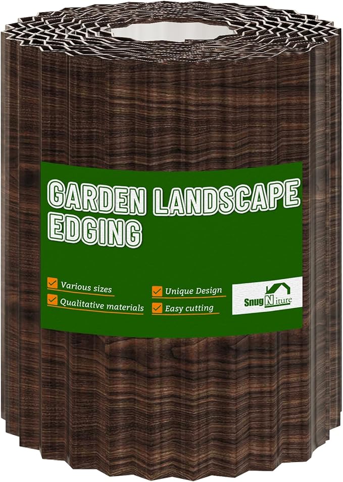 SnugNiture Corrugated Metal Garden Edging,8" x 20' Landscape Edging Border,Sturdy Metal Lawn Edging for Landscaping, Garden,Flower Bed and Yard
