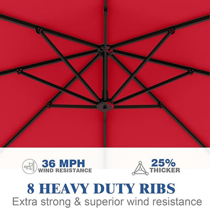 Outdoor Patio Umbrella with Sand Bag Included, 11 FT Deluxe Curvy Cantilever Umbrella Offset Hanging Umbrella with 360° Rotation for Market, Pool, Garden, Backyard, Deck