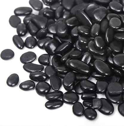 5LB Black Pebbles for Indoor Plants, Vases, Succulent, 3/8 Inch Small Black Rocks for Plants, Polished & Decorative