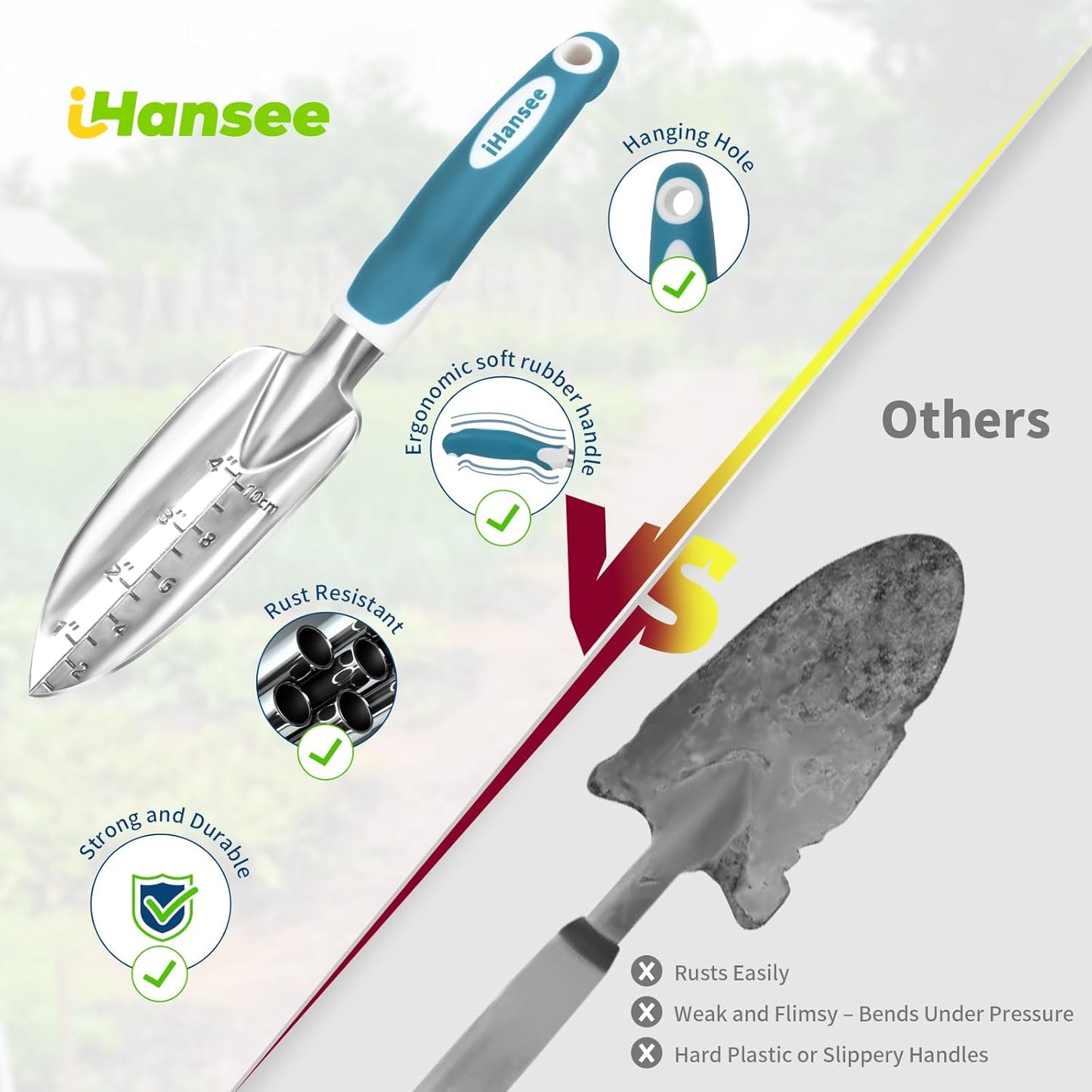 Blue Garden Tool Sets 12-Piece, Aluminum Gardening Hand Tools w/Ergonomic Handle, Garden Supplies Organizer Handbag, Kneeling Pad, Apron and Gloves, Gift for Women, Garden Starter Kit for Women