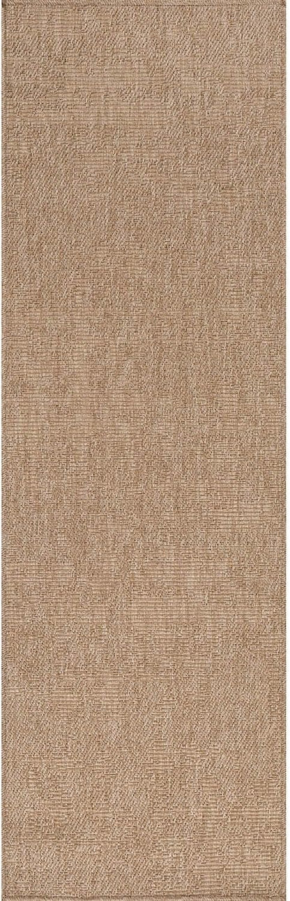 CAMILSON Indoor and Outdoor Runner Rug Natural Solid Boho Woven Design Easy-Cleaning Non Shedding Fiber Living Room Bedroom Garden Patio and Kitchen Washable Outside Carpet Alfombras (2x7)
