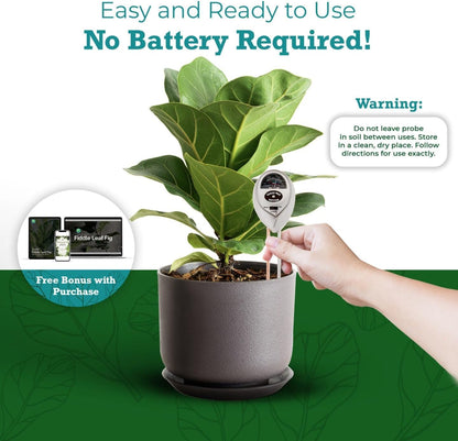 Houseplant Resource Center Fiddle Leaf Fig 3-in-1 Soil Moisture Meter for Plants – Best Indoor Plant Water Meter for Potted Houseplants - Light & Moisture Sensor Probe for Optimal Growth