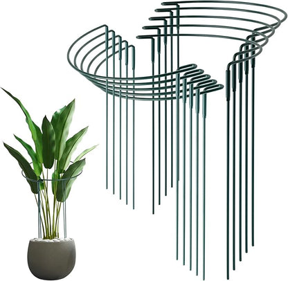 10 Pack Supports Stakes Metal 10" Wide x 24" High Peony Cages and Supports Garden Interlock Half Round Support Ring Border Support Ring Cage for Rose Vine Tomato