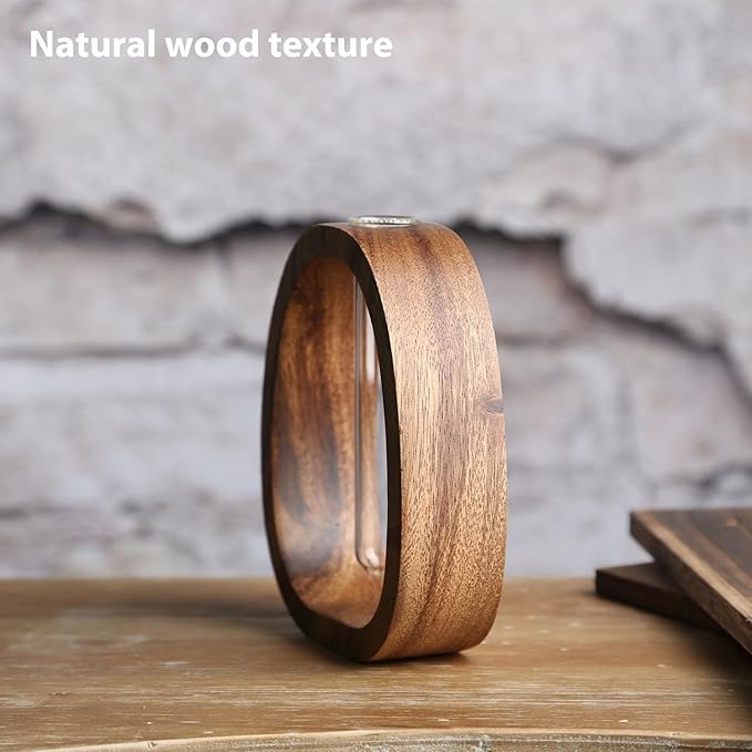 Plant Terrarium with Walnut Wooden Stand,Plant Propagation Station,Retro Propagation Vase,Hydroponics Planter for Cuttings,Greenery and Flowers,Minimalist Wooden Home and Office Décor Gift