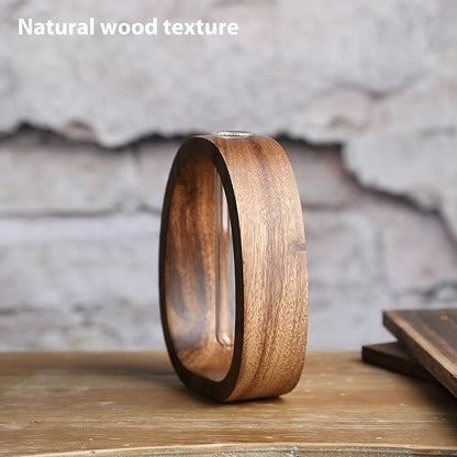 Plant Terrarium with Walnut Wooden Stand,Plant Propagation Station,Retro Propagation Vase,Hydroponics Planter for Cuttings,Greenery and Flowers,Minimalist Wooden Home and Office Décor Gift