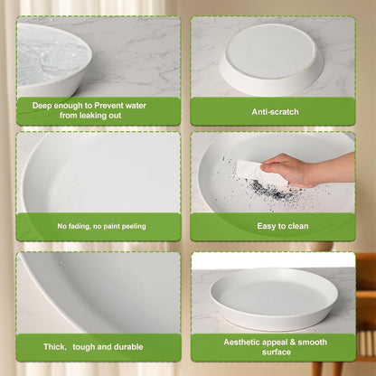 14 Inch Plant Saucer Tray 4 5 6 8 10 12 14 15 Inch Ceramic Plant Saucers for Indoors Outdoor, Drainage Drip Water Trays for Planter Pots Flower, Glazed Pot Saucers Trays (15 Inch)