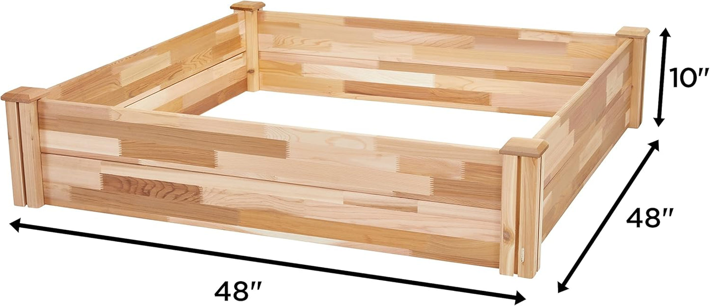 Jumbl Raised Canadian Cedar Garden Bed | Garden Beds Outdoor | Elevated Wood Planter for Growing Fresh Herbs, Vegetables, Flowers, Succulents & Other Plants at Home | Great for Outdoor | 48x48x10”