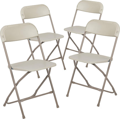 Flash Furniture Hercules Series Plastic Folding Chair - Beige - 4 Pack 650LB Weight Capacity Comfortable Event Chair-Lightweight Folding Chair