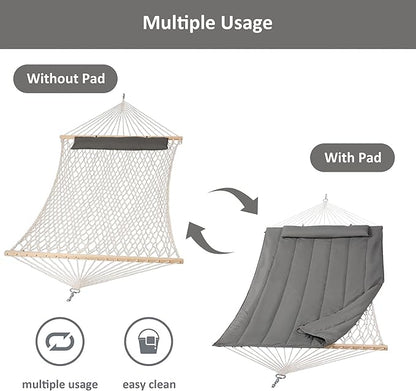 SUNCREAT Freestanding 2 Person Rope Hammock with Stand, Stand Alone Hammocks for Outside, 475 lbs Capacity, Dark Grey