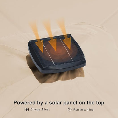 PURPLE LEAF 10 Feet Patio Umbrella Outdoor Cantilever Solar Powered LED Swivel Square Umbrella Aluminum Offset Umbrella with 360-degree Rotation for Garden Deck Pool Patio, Beige