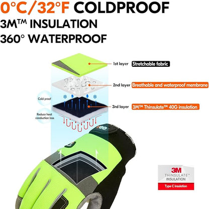 Vgo... 1Pair 5℃/41°F Winter Work Gloves Men, Cold Weather Waterproof Safety Work Gloves,Cold Storage or Freezer Glove