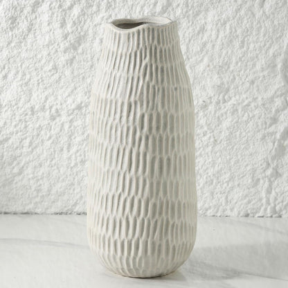 12.6 Inch Grey Modern Handmade Ceramic Vase, Rustic Farmhouse Decorative Flower Vases for Home Decor,Pampas Grass Bouquet, Living Room,Kitchen,Office,Bedroom,Centerpiece Table