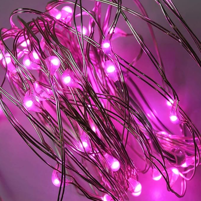 2 Pack Solar Powered Fairy String Lights Outdoor Waterproof 8 Modes Twinkle Christmas Decorations Lights, Each 33ft-100LED, 40ft-120LED, 66ft-200LED, 80ft-240LED, (Pink, 33)