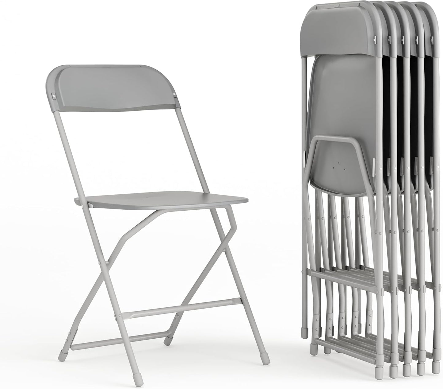 Flash Furniture Hercules Series Plastic Folding Chair - Grey - 6 Pack 650LB Weight Capacity Comfortable Event Chair-Lightweight Folding Chair
