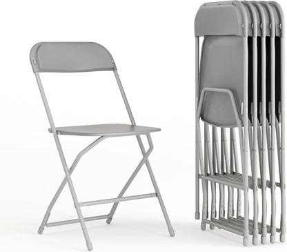 Flash Furniture Hercules Series Plastic Folding Chair - Grey - 6 Pack 650LB Weight Capacity Comfortable Event Chair-Lightweight Folding Chair