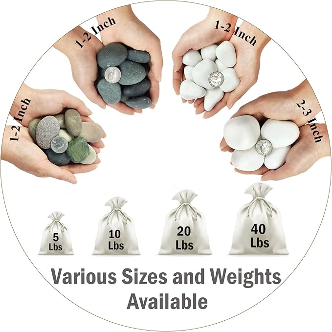 20 lbs White Rocks for Gardens, 2-3 Inch Decorative Pebbles for Plants Outdoor, White River Rocks for Landscaping Plants Backyard Aquarium Vase and Bird Bath