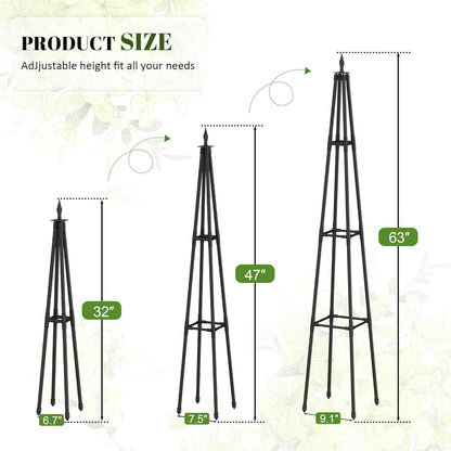 5.2Ft obelisk trellis for Climbing Plants outdoor,5.2Ft garden trellis with Extra Thickened Plastic-Coated metal pipes, Garden Indoor Potted Plant Support,Climbing Support for Potted Plant