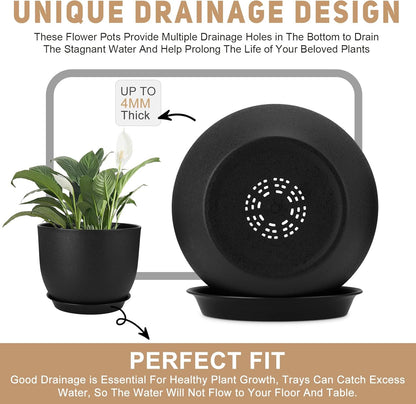 Plant Pots 12/10/9 inch Set of 3, Flower Pots with Multi Mesh Drainage Holes, Large Planters for Indoor Outdoor Garden Plants and Flowers. (Black)
