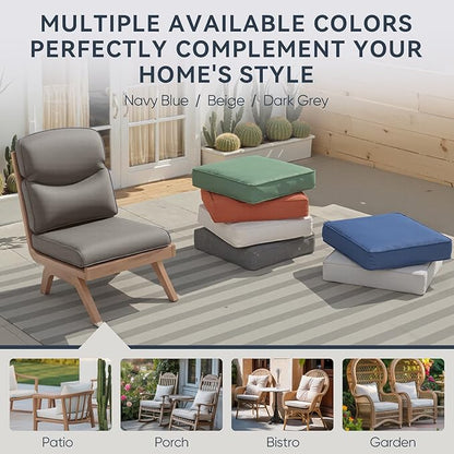 Outdoor Rattan Chair Cushions 2 Packs - Outside High Back Comfortable Thickened Pillow 22x24 with Zipper Cover for Patio Rocking Swivel Chairs Loveseat Sofa – Grey/Crescent