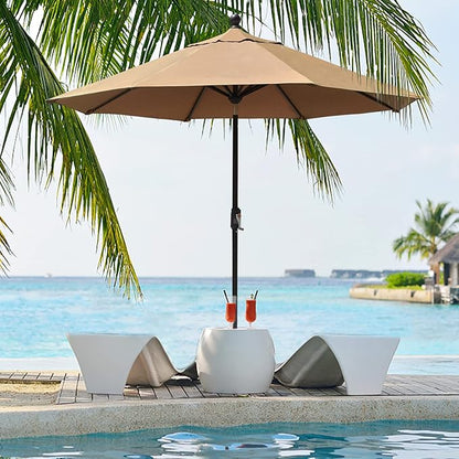 EliteShade USA 10-Year-Non-Fading 9Ft Market Umbrella Patio Umbrella Outdoor Table Umbrella with Ventilation, Heather Beige