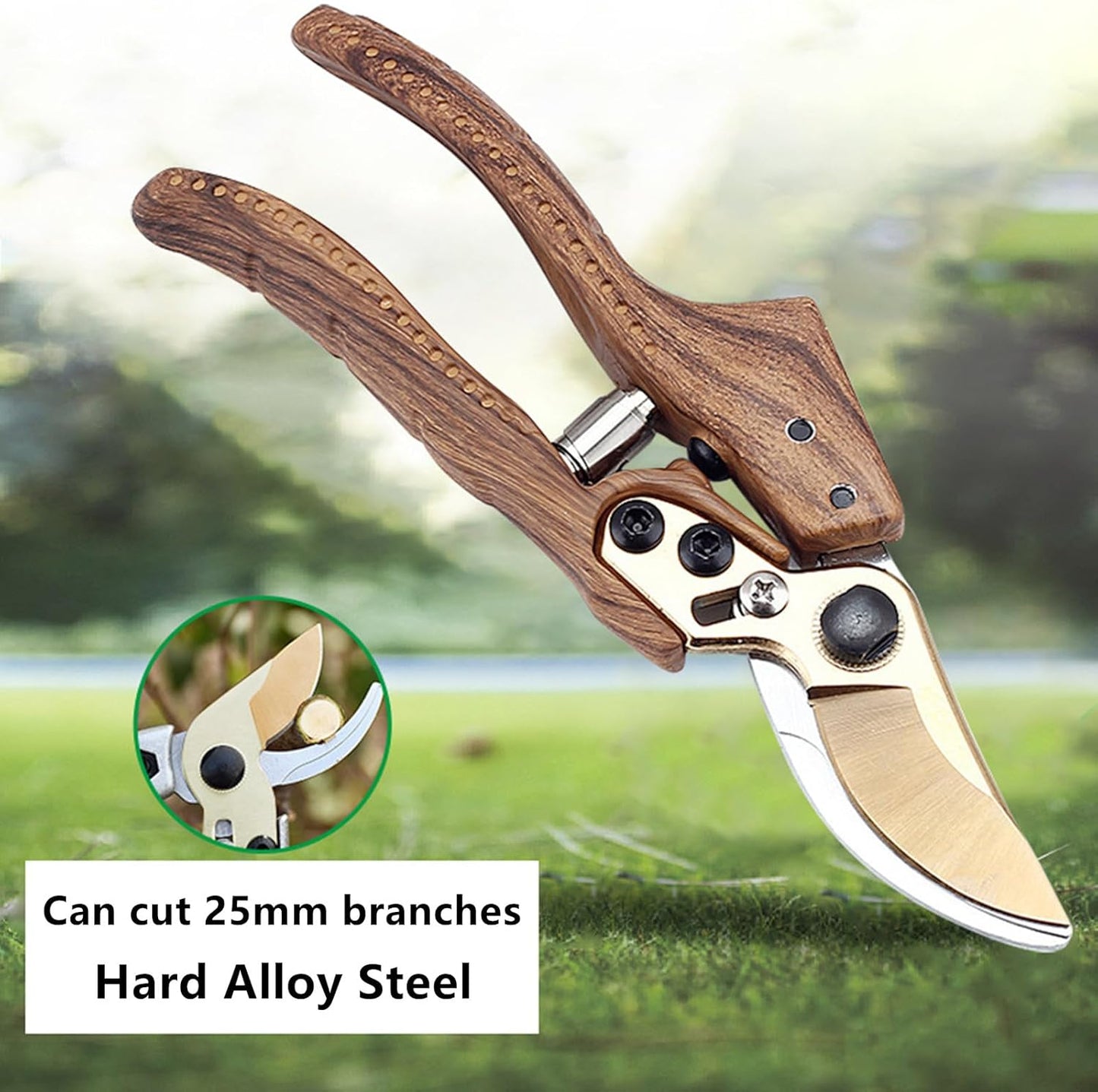 Bypass Pruning Shears scissors 25mm/0.98" Branch Cut Capacity Garden Clippers Gardening Scissors Sharp Stainless Steel Blade with 1 Pair Reusable Slip-Proof Gloves for Garden Orchard