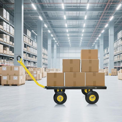 1200 lbs Steel Garden Cart, Heavy Duty Yard Utility Wagon with 10" Pneumatic Tires, Removable Mesh Sides and 180° Rotating Anti-Slip 2-in-1 Convertible Handle