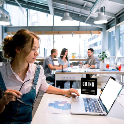 Grind Definition Entrepreneur Black Wooden Box Sign, Inspirational Office Decor Decorative Table Shelf Desk Decor, Rustic Workplace Farmhouse Home Cubicle Decor Office Decorations Desk Accessories