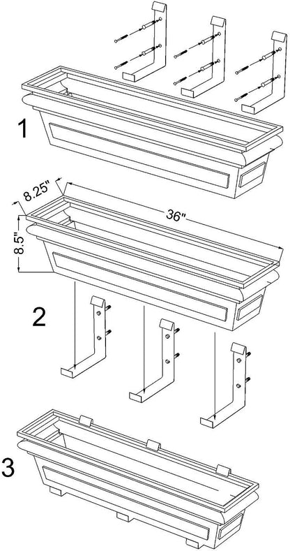 H Potter Window Planter Box Copper Flower Outdoor Plant Container for Windows Attach to House Deck Balcony Long Rectangular Shape 36 Inch GAR513A
