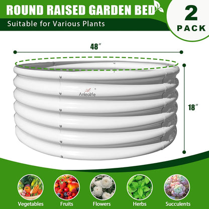 A ANLEOLIFE 8-Pack 4X4X1.5ft & 74x74x18in Deep Root Galvanized Raised Garden Beds Outdoor for Planting Vegetables Flowers Herb, Antique White