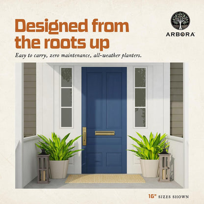 ARBORA 20" Monaco Square Polyresin Indoor and Outdoor Planter with Classic Cream Finish - Durable, Weatherproof, Lightweight, Large Plant Pot for Patio, Garden, Deck, Entryway