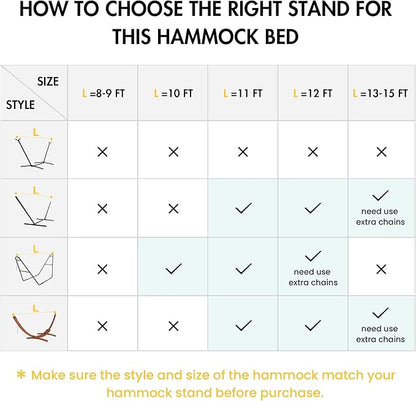 ANOW 2 Person Hammock with Detachable Large Hammock Pad and Pillow, for Garden Yard Outside, 450 LBS Weight Capacity, Blue